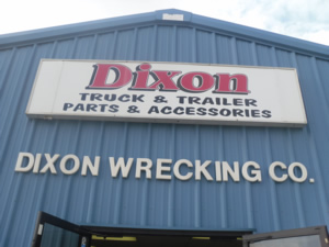 Dixon Wrecking Company sign, family owned since 1963